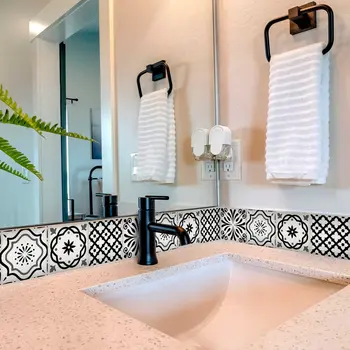 7" X 7" Black and White Multi  Peel and Stick Removable Tiles