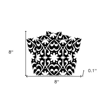 8" X 8" Black and White Floral Peel and Stick Removable Tiles