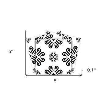 5" X 5" Black and White Daisy Peel and Stick Removable Tiles
