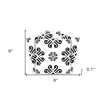 6" X 6" Black and White Daisy Peel and Stick Removable Tiles