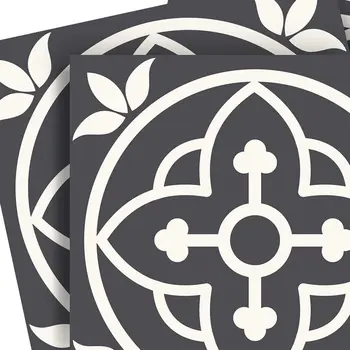 4" X 4" Tulipa Gray and White Peel and Stick Removable Tiles
