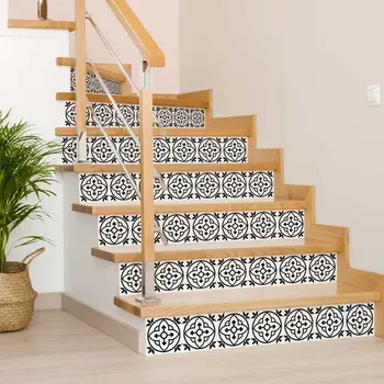4" X 4" Black and White Peel and Stick Removable Tiles