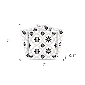 7" X 7" Black and White Lil  Daisy Peel and Stick Removable Tiles