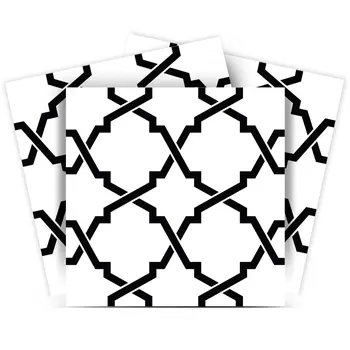 7" X 7" Black and White Quatrefoil Peel and Stick Tiles
