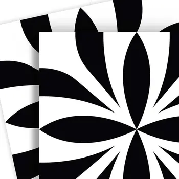 8" X 8" Black and White Colla Peel and Stick Removable Tiles