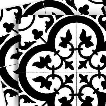 6" X 6" Black and White Roka Peel and Stick Removable Tiles