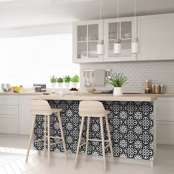 8" X 8" Black and White Roka Peel and Stick Removable Tiles