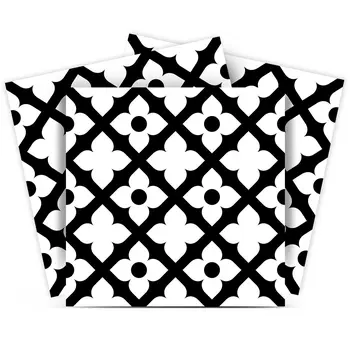 6" X 6" Black and White Dia Peel and Stick Removable Tiles
