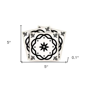 5" X 5" Black and White Rolla Peel and Stick Removable Tiles