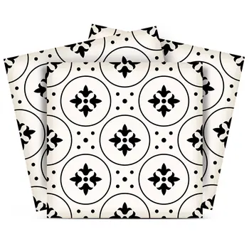 4" X 4" Black and White Rosa Peel and Stick Removable Tiles