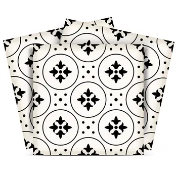5" X 5" Black and White Rosa Peel and Stick Removable Tiles