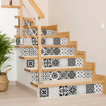 8" X 8" Black White and Gray Bella Peel and Stick Tiles