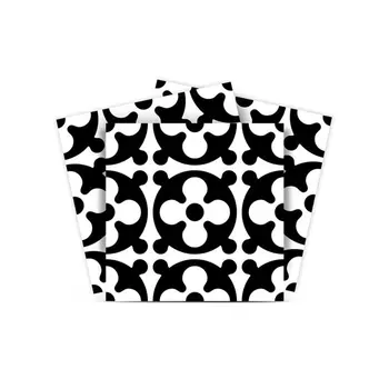 7" X 7" Black and White Medeci Peel and Stick Removable Tiles
