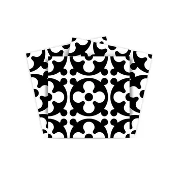 7" X 7" Black and White Medeci Peel and Stick Removable Tiles