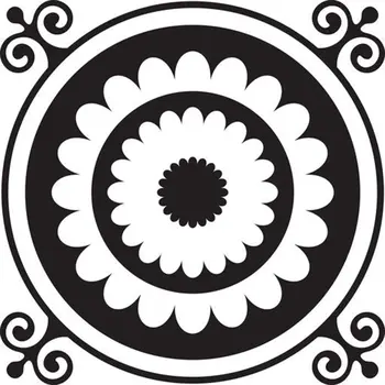 8" X 8" Black and White Posy Peel and Stick Removable Tiles