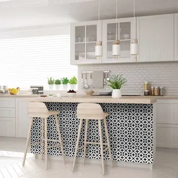 6" X 6" Black and White Pinna Peel and Stick Removable Tiles