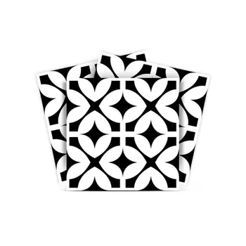 6" X 6" Black and White Pinna Peel and Stick Removable Tiles