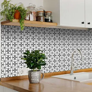 5" X 5" Black and White Clove Peel and Stick Removable Tiles