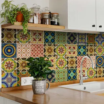 6" X 6" Auguri Mix Peel and Stick Removable  Tiles