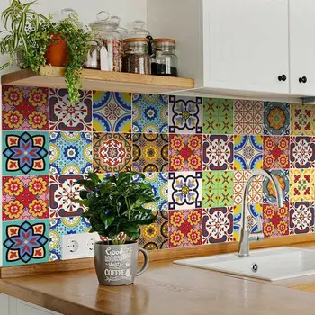 8" X 8" Auguri Geo Peel and Stick Removable  Tiles
