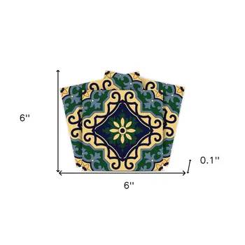 6" X 6" Agean Blue and Green Peel and Stick Tiles