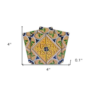 4" X 4" Yellow Blue Provence Peel And Stick Tiles