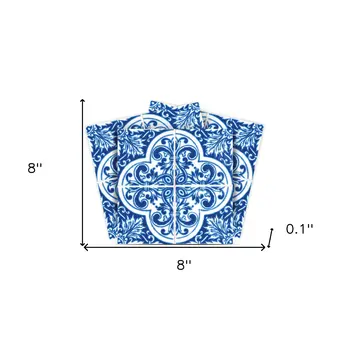 8" X 8" Blue and White Cross Peel And Stick Tiles