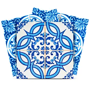 4" X 4" Blue and White Medi Peel And Stick Tiles