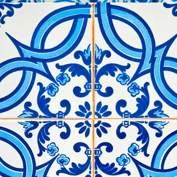 4" X 4" Blue and White Medi Peel And Stick Tiles