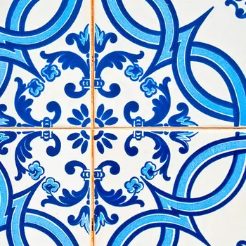 6" X 6" Blue and White Medi Peel And Stick Tiles