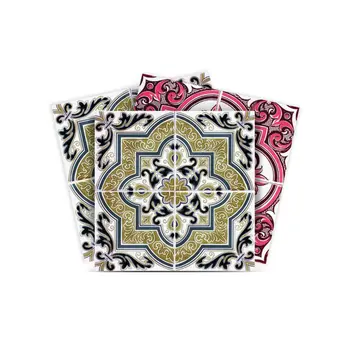 8" X 8" Vintage Cran and Green Peel and Stick Removable Tiles