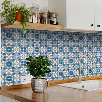 5" X 5" Teal Taupe Sia Removable Peel and Stick Tiles