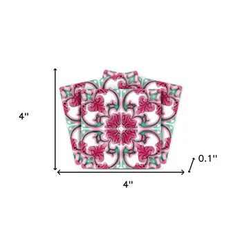 4" X 4" Rosa Pink Lea Removable Peel And Stick Tiles