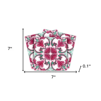 7" X 7" Rosa Pink Lea Removable Peel and Stick Tiles