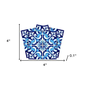 4" X 4" Blue Bali Removable Peel And Stick Tiles