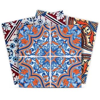 6" X 6" Blue Warm Tones Mosaic Peel and Stick Tiles