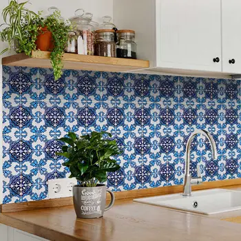5" X 5" Blue Nelly Removable Peel and Stick Tiles