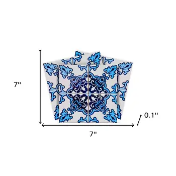7" X 7" Blue Nelly Removable Peel and Stick Tiles