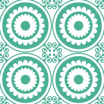 5" x 5" Light Green And White Geo Peel and Stick Removable Tiles
