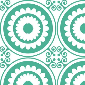6" x 6" Light Green And White Geo Peel and Stick Removable Tiles
