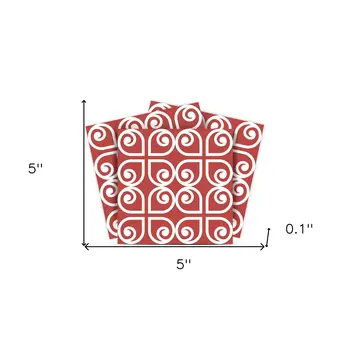 5" x 5" Brick Red And White Scroll Peel and Stick Removable Tiles
