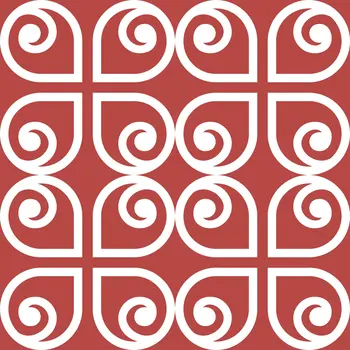 7" x 7" Brick Red And White Scroll Peel and Stick Removable Tiles