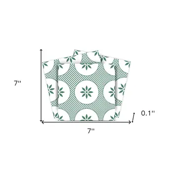 7" x 7" Light Sage And White Circle Flower Peel and Stick Removable Tiles