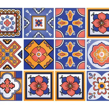 6" x 6" Shades of Blue Celestial Mosaic Peeland Stick Removable Tiles