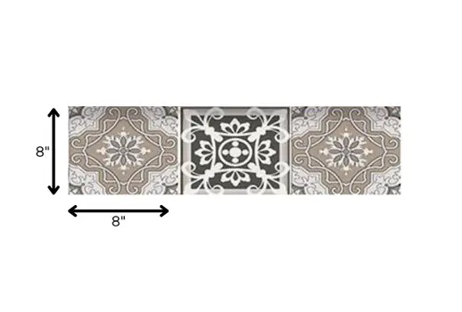 8" x 8" Wood Brown and White Mosaic Peel and Stick Removable Tiles