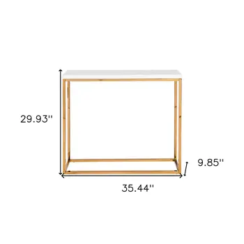 35" White and Gold Frame Console Table