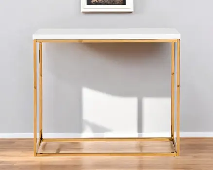 35" White and Gold Frame Console Table