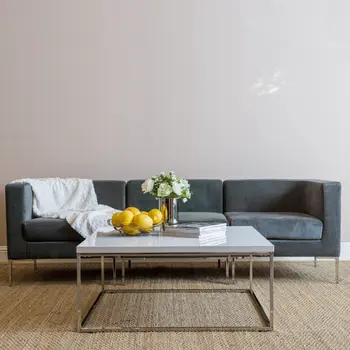 35" White and Silver Wood And Metal Square Frame Coffee Table
