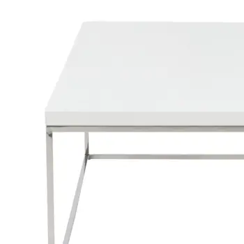 47" White and Silver Wood And Metal Frame Coffee Table
