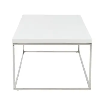 47" White and Silver Wood And Metal Frame Coffee Table